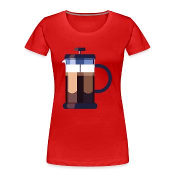 Coffee Frenchpress Cappuccino Latte Art - Women's Premium Organic T-Shirt - red - Front - Mia (176cm)