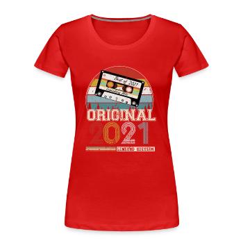 Vintage 2021 Cadeau Anniversaire 3 ans - T-shirt bio Premium Femme - rouge - Devant - Mia (176cm)