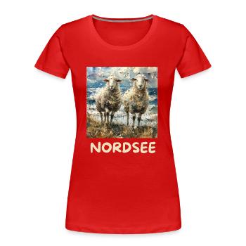 Moutons de la mer du Nord Allemagne du Nord Basse-Saxe - T-shirt bio Premium Femme - rouge - Devant - Mia (176cm)