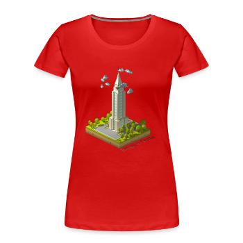 Geometrisches Low-Poly-Empire-Gebäude - Frauen Premium Bio T-Shirt - Rot - Vorne - Mia (176cm)