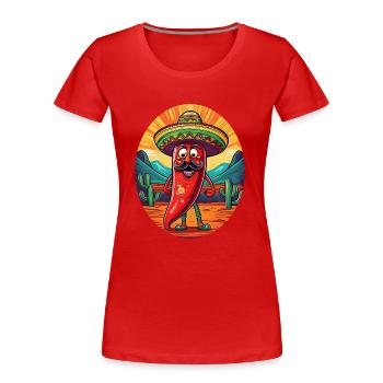 5 de Mayo Party Drinko de Mayo Chili Sombrero - Women's Premium Organic T-Shirt - red - Front - Mia (176cm)