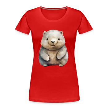 Wombat Classe Classe Animal Wombat - T-shirt bio Premium Femme - rouge - Devant - Mia (176cm)
