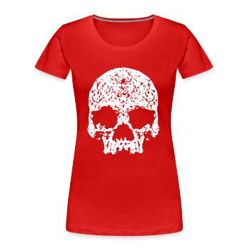 Totenkopf / Skull - Frauen Premium Bio T-Shirt - Rot - Vorne - Mia (176cm)