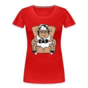 Sheep Gamer Armchair Controller Video Game Nerd Cool - Women's Premium Organic T-Shirt - red - Front - Mia (176cm)