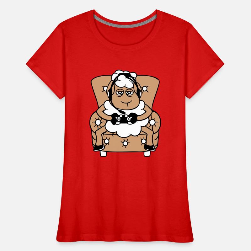 Schaf Gamer Sessel Controller Videospiel Nerd Cool Frauen Premium Bio T-Shirt