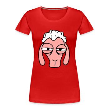 mouton sceptique regard critique visage tête cool - T-shirt bio Premium Femme - rouge - Devant - Mia (176cm)