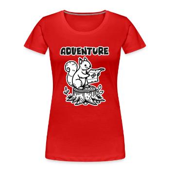Eichhörnchen mit einer Karte - "Abenteuer" Design - Frauen Premium Bio T-Shirt - Rot - Vorne - Mia (176cm)