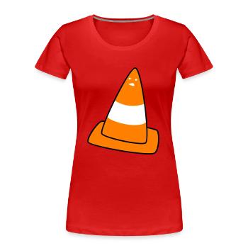 cône de signalisation avec visage - T-shirt bio Premium Femme - rouge - Devant - Mia (176cm)