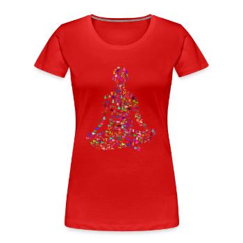 Yoga exercice femme - T-shirt bio Premium Femme - rouge - Devant - Mia (176cm)