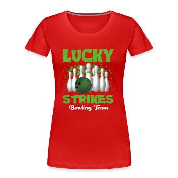 Lucky Strikes Bowling Team - Frauen Premium Bio T-Shirt - Rot - Vorne - Mia (176cm)