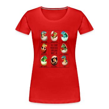 Bébé dinosaure dans l’œuf - T-shirt bio Premium Femme - rouge - Devant - Mia (176cm)