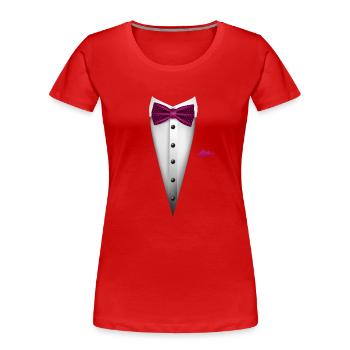 Tuxedo design with Bowtie For Weddings And - Women's Premium Organic T-Shirt - red - Front - Mia (176cm)