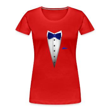 Tuxedo design with Bowtie For Weddings And - Women's Premium Organic T-Shirt - red - Front - Mia (176cm)