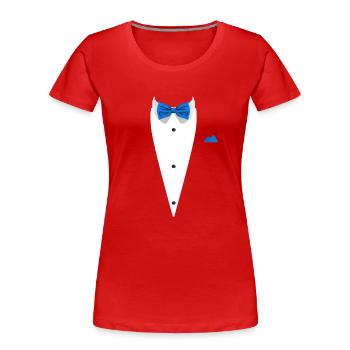 Tuxedo design with Bowtie For Weddings And - Women's Premium Organic T-Shirt - red - Front - Mia (176cm)