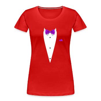 Tuxedo design with Bowtie For Weddings And - Women's Premium Organic T-Shirt - red - Front - Mia (176cm)