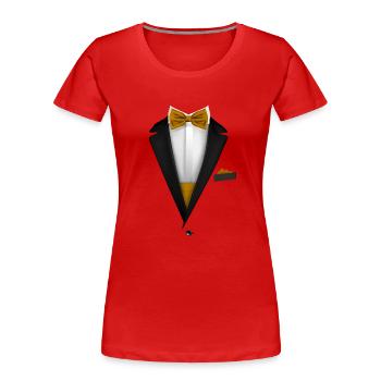 Tuxedo design with Moutard Bowtie For Weddings - Women's Premium Organic T-Shirt - red - Front - Mia (176cm)