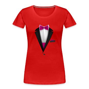 Tuxedo design with Pink Bowtie For Weddings And - Women's Premium Organic T-Shirt - red - Front - Mia (176cm)