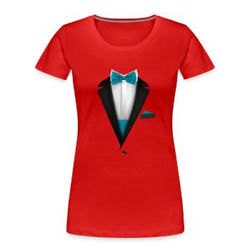 Tuxedo design with Blue Bowtie For Weddings And - Women's Premium Organic T-Shirt - red - Front - Mia (176cm)