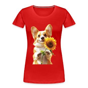 Corgi - Frauen Premium Bio T-Shirt - Rot - Vorne - Mia (176cm)