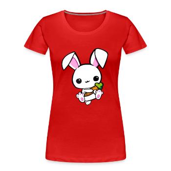 kleiner Hase mit Möhre - Frauen Premium Bio T-Shirt - Rot - Vorne - Mia (176cm)