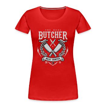 The Real Butcher Meat Hunter - Frauen Premium Bio T-Shirt - Rot - Vorne - Mia (176cm)