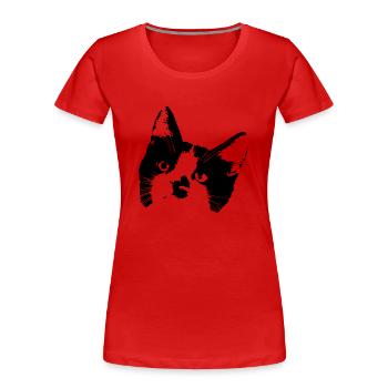 Süße schwarz weiße Katze - Frauen Premium Bio T-Shirt - Rot - Vorne - Mia (176cm)