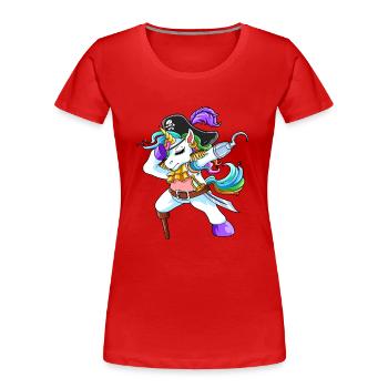 Halloween Piraten Einhorn Lustiges Trick Or Treat Geschenk - Frauen Premium Bio T-Shirt - Rot - Vorne - Mia (176cm)