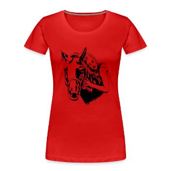 Mädchen Pferdeliebhaber, Pferdebesitzer, Reitgeschenk - Frauen Premium Bio T-Shirt - Rot - Vorne - Mia (176cm)