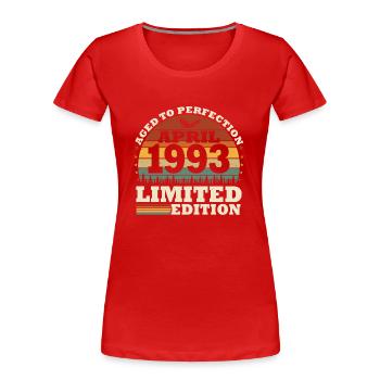 April born 1993 Vintage birthday - Women's Premium Organic T-Shirt - red - Front - Mia (176cm)
