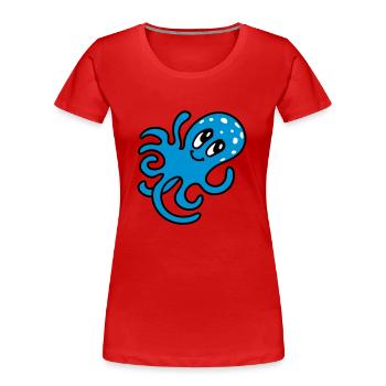 Krake - Tintenfisch 3 - Frauen Premium Bio T-Shirt - Rot - Vorne - Mia (176cm)