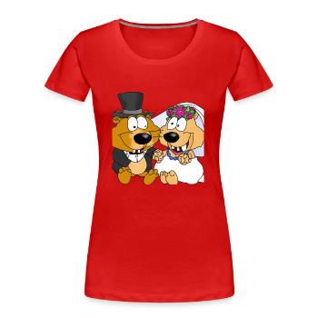 Mariage d’animaux - T-shirt bio Premium Femme - rouge - Devant - Mia (176cm)