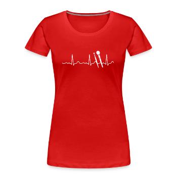Brosse rouge - battement de cœur, pouls, ligne cardiaque, ECG - T-shirt bio Premium Femme - rouge - Devant - Mia (176cm)