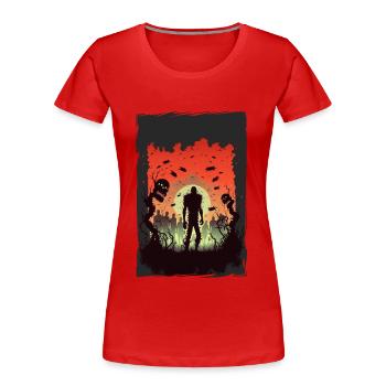 Zombie Illustration Minimalistisches Design - Frauen Premium Bio T-Shirt - Rot - Vorne - Mia (176cm)