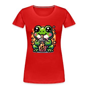Bubble Tea Frosch Boba Tea Kawaii Geschenk - Frauen Premium Bio T-Shirt - Rot - Vorne - Mia (176cm)