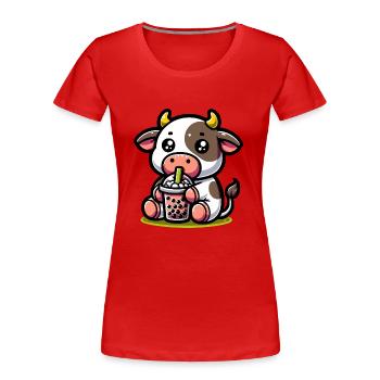 Bubble Tea Cow Boba Tea Kawaii Geschenk - Frauen Premium Bio T-Shirt - Rot - Vorne - Mia (176cm)