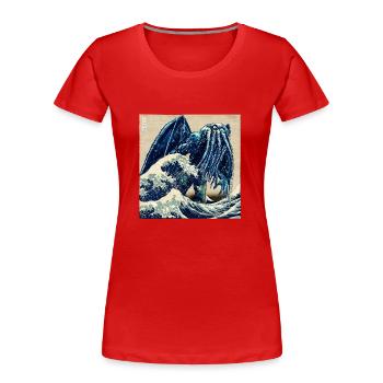 Kanagawa Cthulhu - Frauen Premium Bio T-Shirt - Rot - Vorne - Mia (176cm)