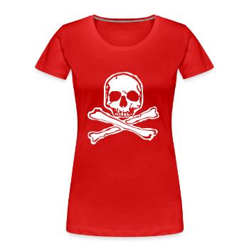 Totenkopf Skull Tattoo Bones Schädel Knochen Style - Frauen Premium Bio T-Shirt - Rot - Vorne - Mia (176cm)