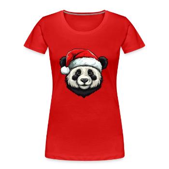 Panda Kopf Weihnachten Christmas - Frauen Premium Bio T-Shirt - Rot - Vorne - Mia (176cm)