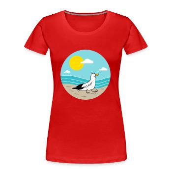 Möwe am Meer - Frauen Premium Bio T-Shirt - Rot - Vorne - Mia (176cm)
