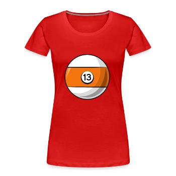 Boule de billard 13 orange Billard treize - T-shirt bio Premium Femme - rouge - Devant - Mia (176cm)