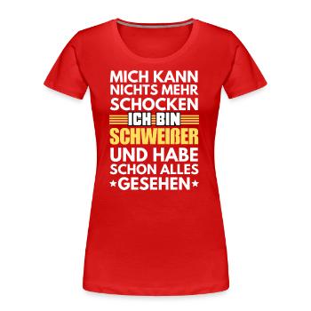 Nicht schockbarer Schweißer - Frauen Premium Bio T-Shirt - Rot - Vorne - Mia (176cm)