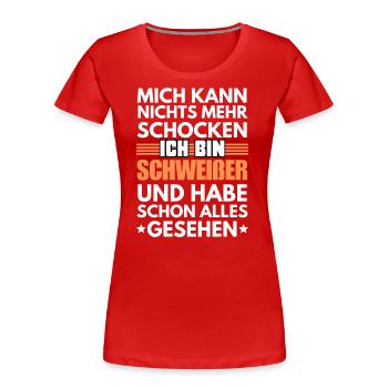 Nicht schockbarer Schweißer - Frauen Premium Bio T-Shirt - Rot - Vorne - Mia (176cm)