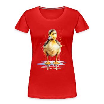 Aquarell-Niedlichkeit: Malen Sie ein verspieltes Entlein - Frauen Premium Bio T-Shirt - Rot - Vorne - Mia (176cm)