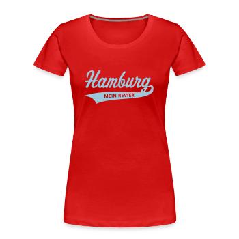 Hamburg – Mein Revier - Frauen Premium Bio T-Shirt - Rot - Vorne - Mia (176cm)