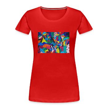 Esoterische Elefanten-Pop-Art - Frauen Premium Bio T-Shirt - Rot - Vorne - Mia (176cm)