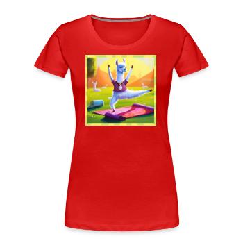 Yoga Drôle Alpaga Mignon Lama Parc Pilates - T-shirt bio Premium Femme - rouge - Devant - Mia (176cm)