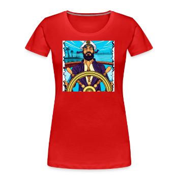 bearded sailor helm sailing ship pirate - Women's Premium Organic T-Shirt - red - Front - Mia (176cm)