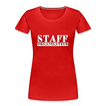 STAFF organisateur (dos) - T-shirt bio Premium Femme - rouge - Devant - Mia (176cm)