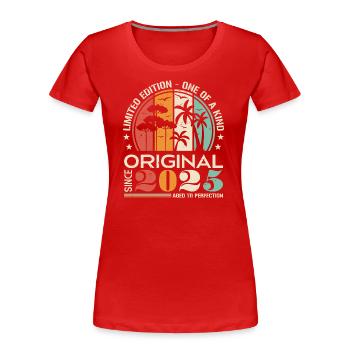 Légendaire depuis 2025 Born Vintage Anniversaire - T-shirt bio Premium Femme - rouge - Devant - Mia (176cm)