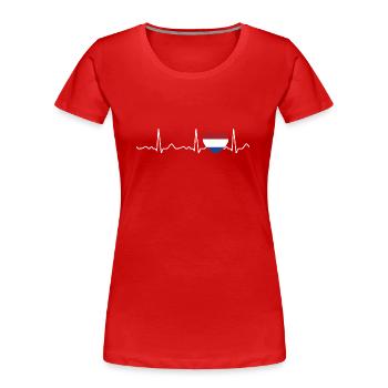 Pays-Bas - Battement cardiaque, pouls, ligne cardiaque, ECG - T-shirt bio Premium Femme - rouge - Devant - Mia (176cm)
